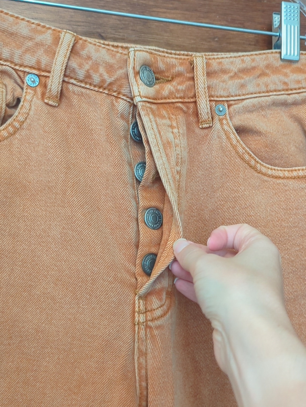 Free People High Rise Wide Leg Raw Hem Pants | Size 26 | Camel - Picture 3 of 6